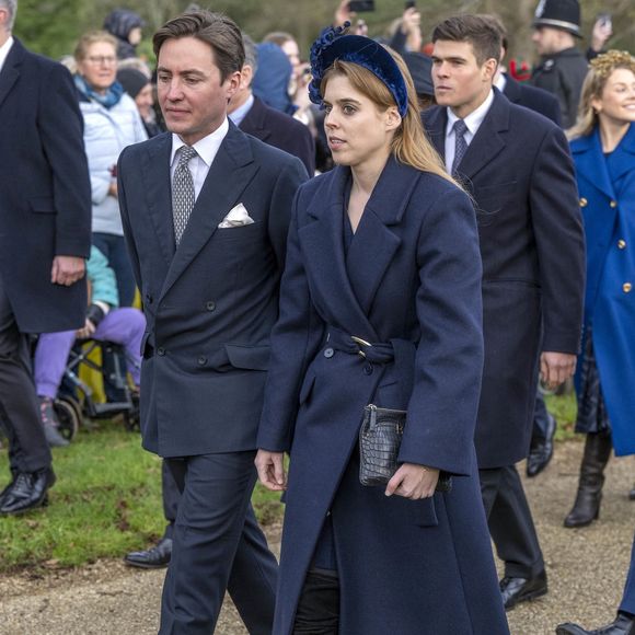 La princesse Beatrice d’York et son mari Edoardo Mapelli Mozzi, - Members of the Royal Family attend Christmas Day service at St Mary Magdalene Church in Sandringham, Norfolk