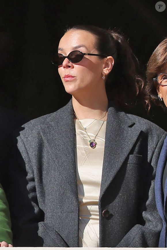Pauline Ducruet - La famille princière de Monaco au balcon du palais, à l'occasion de la Fête Nationale de Monaco, le 19 novembre 2024. © Jacovides-Bebert/Bestimage