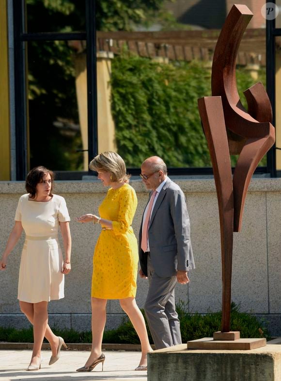Louma Salamé, directrice de la villa Empain et soeur de la journaliste Léa Salamé, Jean Boghossian - La reine Mathilde de Belgique visite l'exposition "Melancholia" à la villa Empain à Bruxelles le 4 juillet 2018
©Photonews / Bestimage