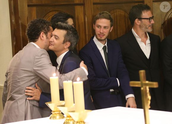 Thomas Langmann, Darius Langmann et Michel Hazanavicius - Mariage de Thomas Langmann et Celine Bosquet en l'eglise de Porto-Vecchio le 22/06/2013 en presence de nombreux amis et stars. La veille a eu lieu le mariage civil a la mairie de Sartene. (Crystal Pictures / Bestimage).