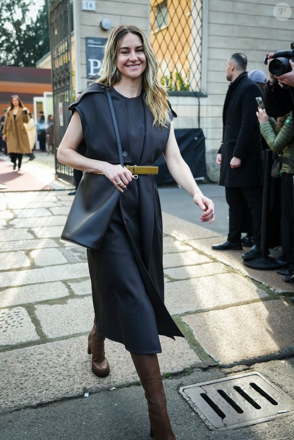 Shailene Woodley arrive au Tod’s fashion show pendant la Fashion Week à Milan le 28 février 2025. © Lucia Sabatelli/Bestimage