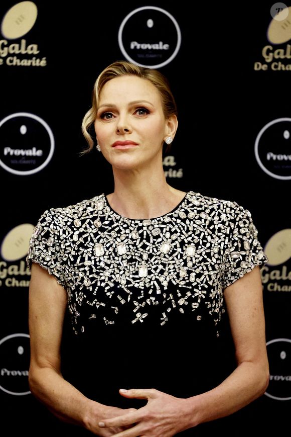 La princesse Charlène de Monaco lors de la soirée de gala Provale Solidarité à l'hôtel Four Seasons Hôtel, George V à Paris le 13 mars 2026. © Dominique Jacovides / Bestimage