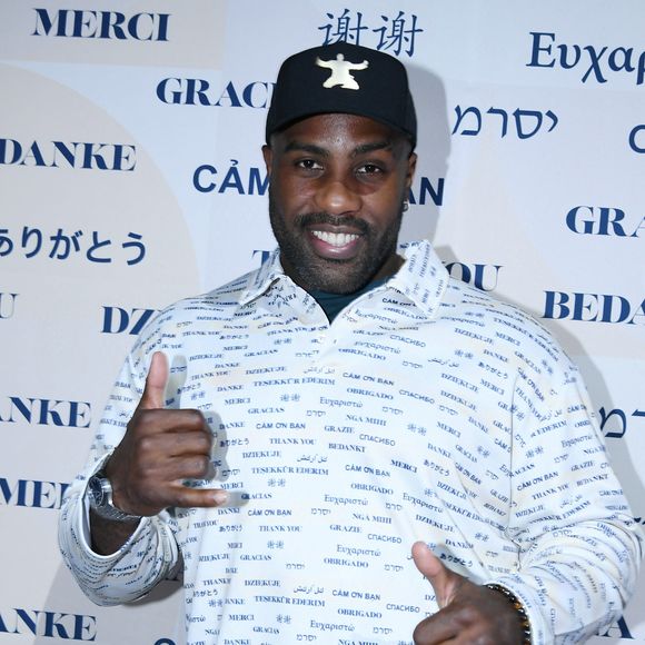 Exclusif - Teddy Riner - Soirée de remerciement de Teddy Riner à la Maison du judo à Montrouge, le 29 novembre 2024. Devant une centaine d'invités, Le champion olympique (11 fois) et champion olympique (5 fois) a tenu à remercier tous ceux qui l'ont soutenu tout au long de son impressionnante carrière, de son premier entraîneur en club jusqu’à sa femme et sa mère, en passant par sa psychologue de l’INSEP. Une vente aux enchères au profit de l'association de Teddy Riner a conclu la soirée. 
© Rachid Bellak / Bestimage