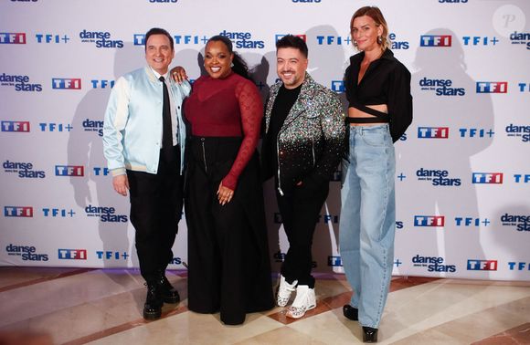 Le jury: Jean-Marc Généreux, Mel Charlot, Chris Marques, Fauve Hautot - Photocall du lancement de la saison 2025 de l'émission "Danse avec les stars" (DALS) au siège de  TF1 à Boulogne-Billancourt le 16 janvier 2025. © Christophe Clovis / Bestimage