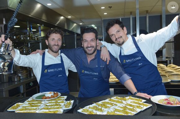 Les chefs Julien Duboué (saison 5 de Top Chef) , Denny Imbroisi (saison 3 de Top Chef) et Juan Arbelaez (saison 3 de Top Chef) - Dîner de charité Breitling à la Samaritaine pour l'association "Premiers de Cordée" à Paris le 4 avril 2024.

©Rachid Bellak/Bestimage