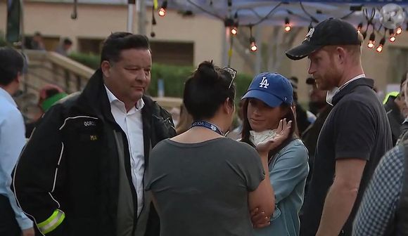 Le prince Harry et Meghan Markle se rendent au Pasadena Convention Center avec les services d secours et les victimes des incendies de Eaton à Los Angeles le 11 janvier 2025