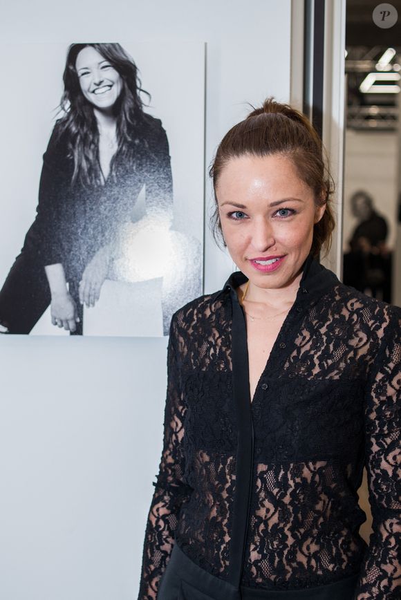 Natasha St Pier pose lors du vernissage de l'exposition du photographe Stéphane de Bourgies à La Défense à Paris, France, le 12 mars 2019. Photo by Julie Sebadelha/ABACAPRESS.COM