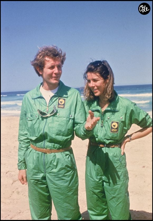 Stefano Casiraghi et la princesse Caroline de Monaco sur les plages de Dakar, au Sénégal, lors de l'arrivée du Paris-Dakar, le 23 janvier 1985. Crédit photo : Aslan / Bestimage.