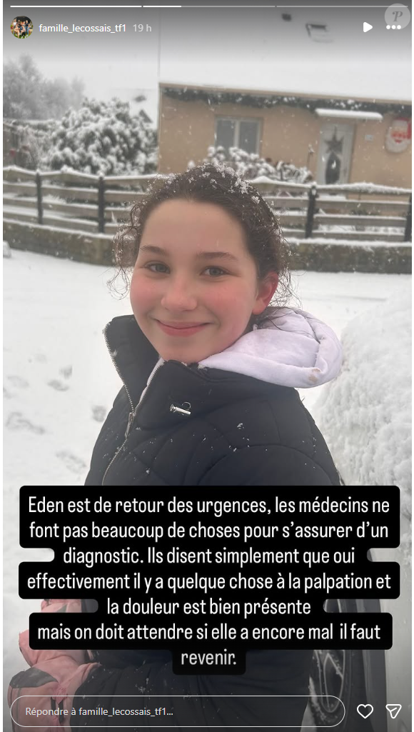 "Suspicion d'appendicite", indique sa mère Fanny Lecossais.

Le clan Lecossais de "Familles nombreuses" donne des nouvelles.