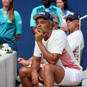 Yannick Noah, coach de l'équipe de France paralympique de tennis fauteuil lors de la rencontre de tennis fauteuil entre S.Houdet et M.delaPuente en quart de finale des jeux paralympiques Paris 2024 le 4 septembre 2024. © Dominique Jacovides / Bestimage