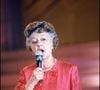 Il s'agit de la chanteuse Georgette Lemaire, star de la chanson française des années 60 à 80.

Archives - Georgette Lemaire lors de l'émission "Star 90", en 1991.

Photo : Bowen / Bestimage