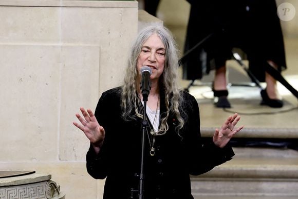 Patti Smith - Installation d'A.Leibovitz, en tant que membre associé étranger, à l'Académie des Beaux-Arts de Paris. Le 20 mars 2024
© Dominique Jacovides / Bestimage