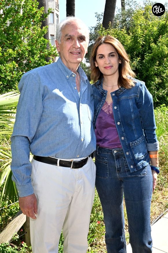 Sonia Mabrouk et son père durant la 27ème  édition du Festival du Livre de Nice, installé sur le jardin Albert 1er, du 3 au 5 juin 2023. © Bruno Bebert / Bestimage