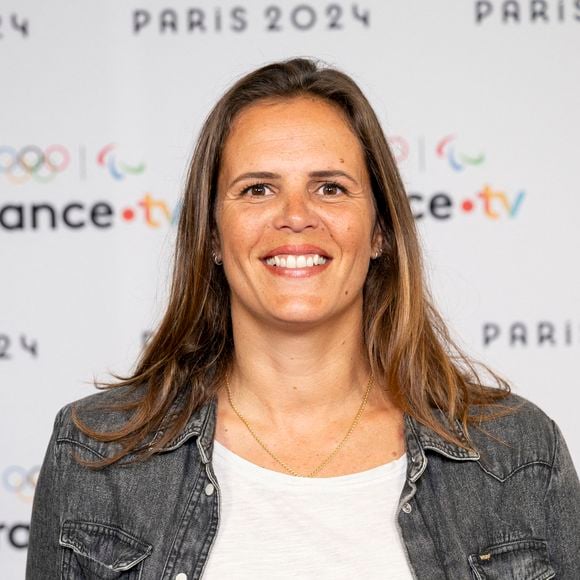 Laure Manaudou lors de la présentation des journalistes et chroniqueurs de France Télévisions pour les Jeux Olympiques 2024 au musée de l'Homme à Paris, le 11 juin 2024. © Pierre Perusseau / Bestimage