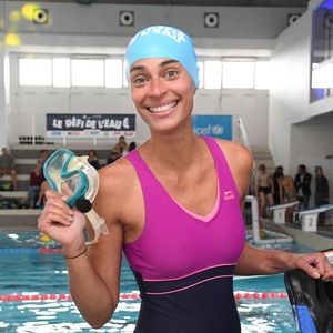 Tatiana Silva et Camille Lacourt participent au Défi de l'Eau au profit de l'Unicef à la Piscine de Vanves le 15 octobre 2022. 
© Giancarlo Gorassini / Bestimage