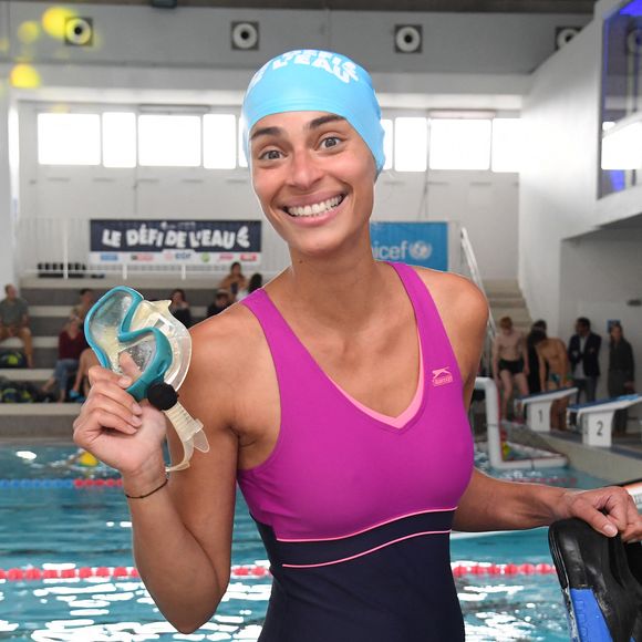 Tatiana Silva et Camille Lacourt participent au Défi de l'Eau au profit de l'Unicef à la Piscine de Vanves le 15 octobre 2022. 
© Giancarlo Gorassini / Bestimage