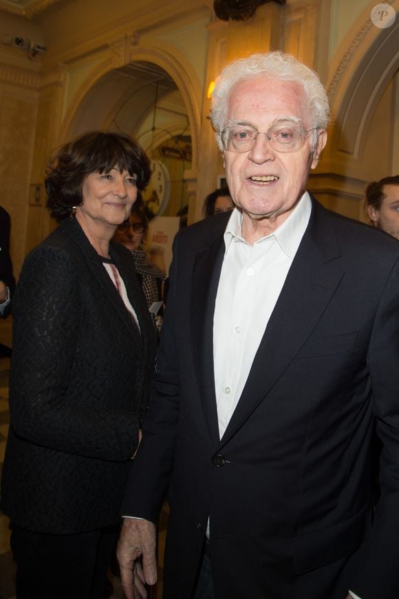 Lionel Jospin et sa femme Sylviane Agacinski - Générale de la pièce "Quelque part dans cette vie" au théâtre Edouard VII à Paris le 12 février 2018. © Coadic Guirec-Pierre Perusseau/Bestimage