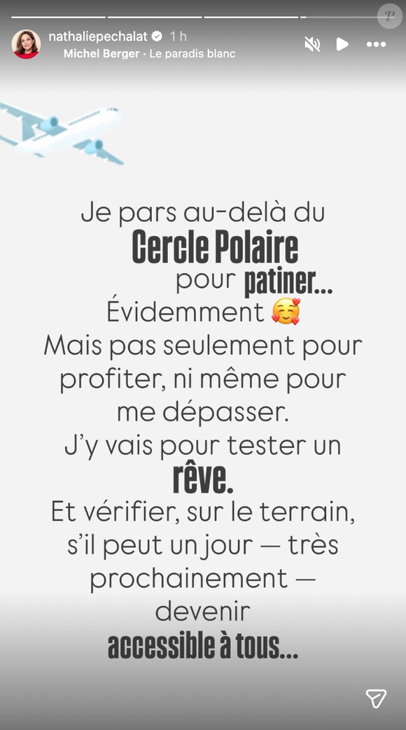 Story Instagram de Nathalie Péchalat du lundi 26 et mardi 17 janvier 2026.