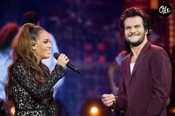 Exclusif - Amel Bent et Amir Haddad - Enregistrement de l'émission "Fête de la chanson française" à l'Olympia à Paris, qui sera diffusée le 9 janvier sur France 2. 
© Tiziano Da Silva - Cyril Moreau / Bestimage