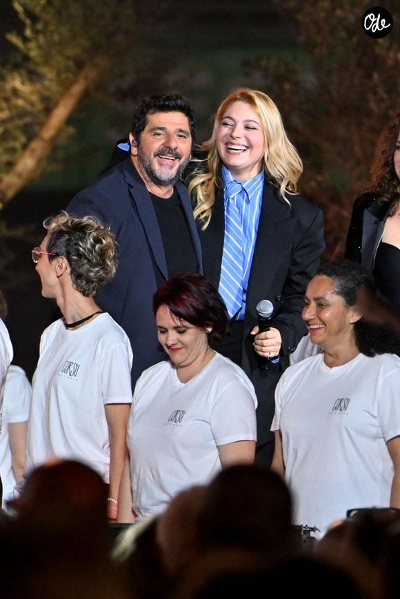 Santa et Patrick Fiori durant Corsu Mezu Mezu, le concert emmené par Patrick Fiori qui a eu lieu au stade Orange Vélodrome à Marseille, le 22 mai 2026, diffusé le 28 août sur France 3.. © Bruno Bebert/Bestimage