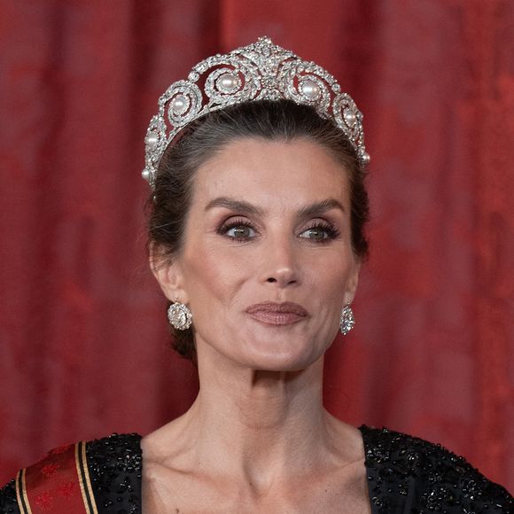 Le roi Felipe VI et la reine Letizia d'Espagne, accueillent Frank-Walter Steinmeier (Président fédéral de l'Allemagne) et sa femme Elke Budenbender pour un dîner de gala en leur honneur au palais royal à Madrid. Photo par LALO YASKY / BESTIMAGE