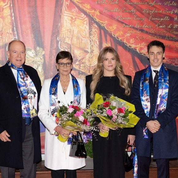 S.A.S. le Prince Albert II de Monaco (Le prince Albert II de Monaco), S.A.S. la Princesse Stéphanie de Monaco (La princesse Stéphanie de Monaco), Louis Ducruet et Camille Gottlieb assistent à l'ouverture du 48ème Festival International du Cirque de Monte-Carlo, à Monaco, le 16 janvier 2026. © Olivier Huitel/Poo Monaco/Bestimage