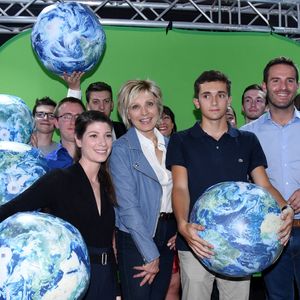 Evelyne Dheliat, Chloe Nabedian, Cécile Djunga, Marc Hay assistant au 15e Forum international de la météo et du climat à Paris, France, le 3 juin 2018. Photo by Alain Apaydin/ABACAPRESS.COM