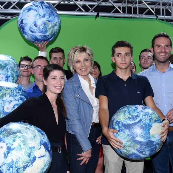 Evelyne Dheliat, Chloe Nabedian, Cécile Djunga, Marc Hay assistant au 15e Forum international de la météo et du climat à Paris, France, le 3 juin 2018. Photo by Alain Apaydin/ABACAPRESS.COM