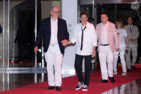 Albert II de Monaco et Stéphanie of Monaco au Fight AIDS Monaco Gala, à la Salle des Etoiles du Sporting Monte-Carlo, à Monaco, 5 juillet 2025. © Olivier Huitel/Pool Monaco/Bestimage
