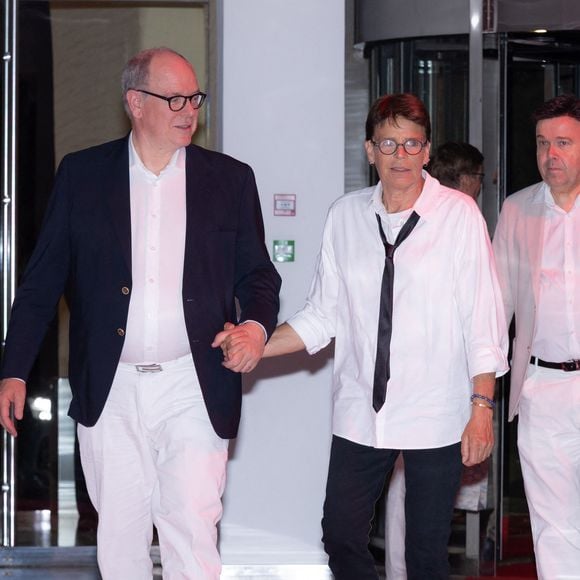 Albert II de Monaco et Stéphanie of Monaco au Fight AIDS Monaco Gala, à la Salle des Etoiles du Sporting Monte-Carlo, à Monaco, 5 juillet 2025. © Olivier Huitel/Pool Monaco/Bestimage