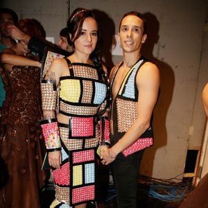 Alizee et Gregoire Lyonnet backstage lors du defile d'ouverture du 21e Salon du Chocolat a la Porte de Versailles a Paris, France, le 28 octobre 2015. Photo by Jerome Domine/ABACAPRESS.COM