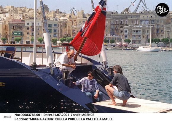 « Mouna Ayoub à bord du Phocea, au large du port de La Valette, à Malte. Photo : Agence / Bestimage. »