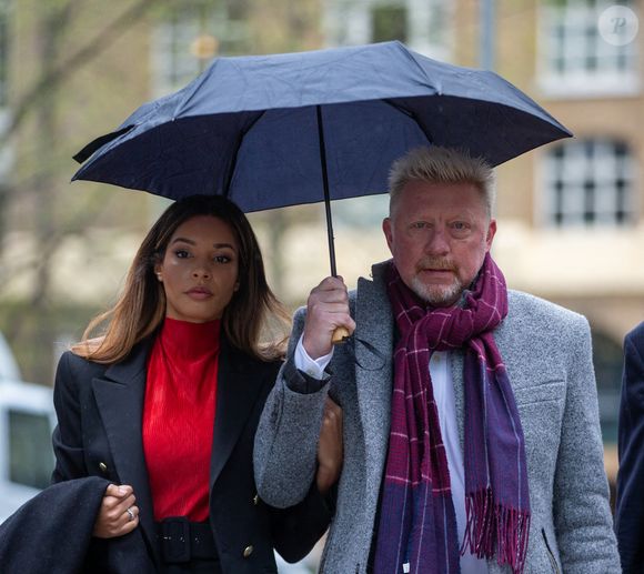 Boris Becker, sa compagne Lilian de Carvahlo Monteiro à leur arrivée au tribunal à Londres. Le 6 avril 2022 © Tayfun Salci / Zuma Press / Bestimage