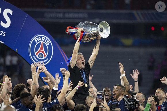 Luis Enrique - Le PSG remporte la Ligue Des Champions 2025, pour la première fois de son histoire, face à l'Inter Milan (5-0) à l'Allianz Arena de Munich, le 31 mai 2025.