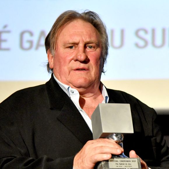 Gérard Depardieu lors de la soirée de clôture de la 3eme édition du Festival Cinéroman à Nice, le 24 octobre 2021.