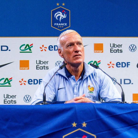 Le sélectionneur de l'équipe de France Didier Deschamps en conférence de presse avant les deux matches de Ligue des nations contre l’Italie et la Belgique au centre National du Football de Clairefontaine-en-Yvelines, France, le 2 septembre 2024. © Baptiste Autissier/Panoramic/Bestimage