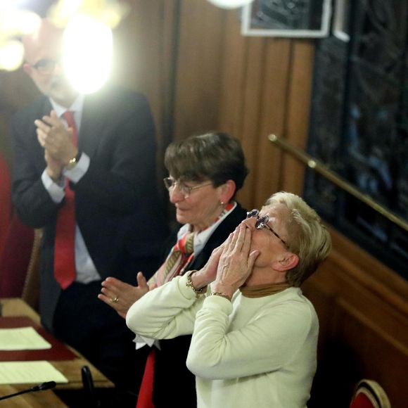 Isabelle Balkany, maire par intérim pendant la détention de son mari, préside le dernier conseil municipal de la commune de Levallois Perret avant les élections de mars 2020, à la mairie de Levallois-Perret, France, le 13 février 2020. © Dominique Jacovides/Bestimage
