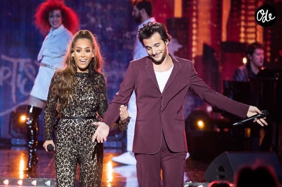 Exclusif - Amel Bent et Amir Haddad - Enregistrement de l'émission "Fête de la chanson française" à l'Olympia à Paris, qui sera diffusée le 9 janvier sur France 2. 
© Tiziano Da Silva - Cyril Moreau / Bestimage