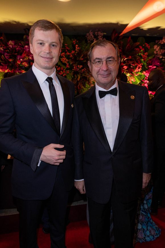 Exclusif - Martin Bouygues et son neveu Cyril Bouygues - L'association "Children of Africa" dont Madame Dominique Ouattara (Première dame de Côte d'Ivoire) est présidente organise le dîner de gala sur le thème Africa is the Future à Abidjan donné au profit de la création d'un foyer d'accueil pour les femmes victimes de violences et la reconstruction de la Case des Enfants.  Hôtel Sofitel Ivoire à Abidjan le 11 mars 2022
© Olivier Borde / Bestimage