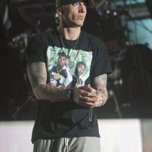 Eminem se produit au festival de musique de Squamish Valley 2014 (SVMF) à Squamish, en Colombie-Britannique, à environ une heure de route au nord de Vancouver, au Canada, le 10 août 2014. Photo par Heinz Ruckemann/UPI/ABACAPRESS.COM