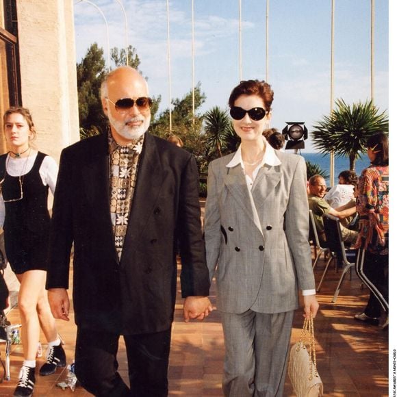 Céline Dion et son défunt mari René Angélil - La veille de la cérémonie des World Music Awards à Monte-Carlo - 1995. (MARIO BRENNA / BESTIMAGE).