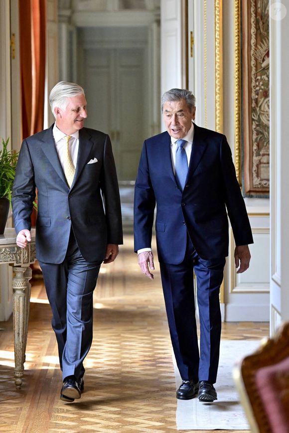 Le roi Philippe de Belgique reçoit Eddy Merckx à l'occasion de son 80ème anniversaire (17 juin 2025) à Bruxelles, le 12 juin 2025. L'ancien coureur cycliste avait été nommé baron par le roi Albert II de Belgique en le considérant comme "le plus grand ambassadeur de la Belgique dans le monde". De nombreux hommages lui seront rendus en Belgique pour célébrer son anniversaire.
© Photonews / Bestimage