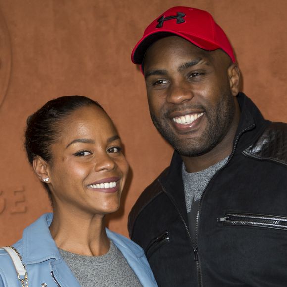 Teddy Riner et sa compagne Luthna Plocus au village lors des internationaux de tennis de Roland Garros à Paris, France, le 5 juin 2019. © JB Autissier / Panoramic / Bestimage