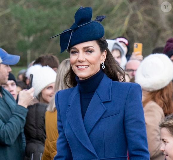 Catherine (Kate) Middleton, princesse de Galles - Les membres de la famille royale britannique lors de la messe du matin de Noël en l'église St-Mary Magdalene à Sandringham, le 25 décembre 2023.