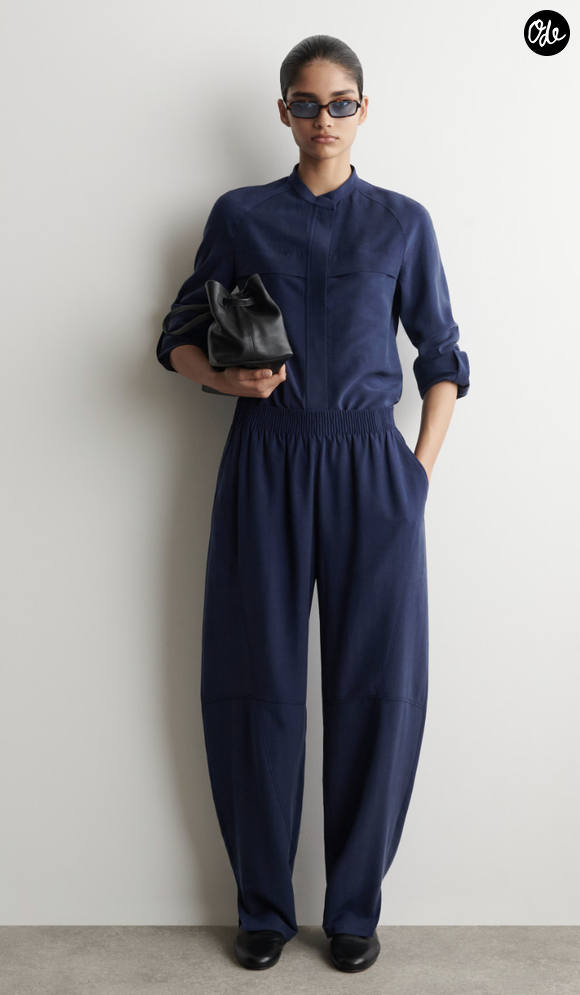 PANTALON BARREL À PANNEAUX ET TAILLE ÉLASTIQUÉE