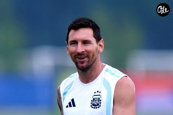 L'Argentin Lionel Messi lors d'une séance d'entraînement au Columbia Park. L'Argentine affrontera l'Espagne dimanche en finale de la Coupe du monde de la FIFA 2026. Date de la photo : samedi 18 juillet 2026. Photo : PA Photos/ABACA