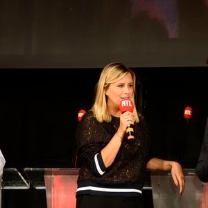 Arnaud Tsamere, Justine Salmon, Grégory Ascher - Conférence de presse de rentrée du groupe RTL à Paris le 7 septembre 2016. © Coadic Guirec / Bestimage