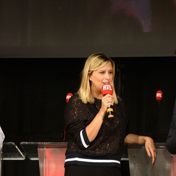 Arnaud Tsamere, Justine Salmon, Grégory Ascher - Conférence de presse de rentrée du groupe RTL à Paris le 7 septembre 2016. © Coadic Guirec / Bestimage