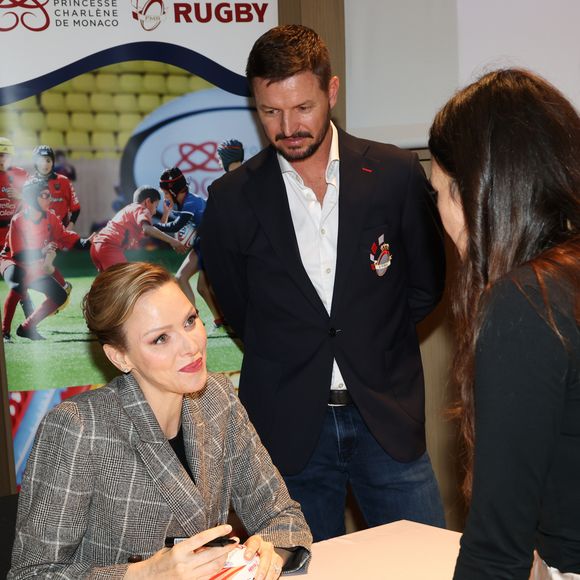 La Princesse Charlène de Monaco assiste au 2ème concours créatif du maillot qui sera porté par l'équipe nationale monégasque de rugby à VII des moins de 16 ans. 
© Claudia Albuquerque / Bestimage