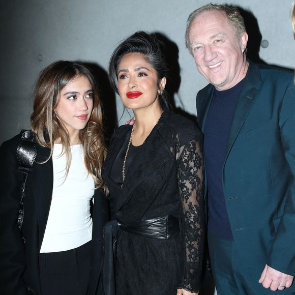 François-Henri Pinault avec sa femme Salma Hayek, leur fille Valentina - Vernissage de "Corps et âmes", la nouvelle Collection Pinault à la Bourse du Commerce à Paris le 4 Mars 2025. © Bertrand Rindoff / Bestimage